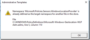 namespace windows location gpedit error